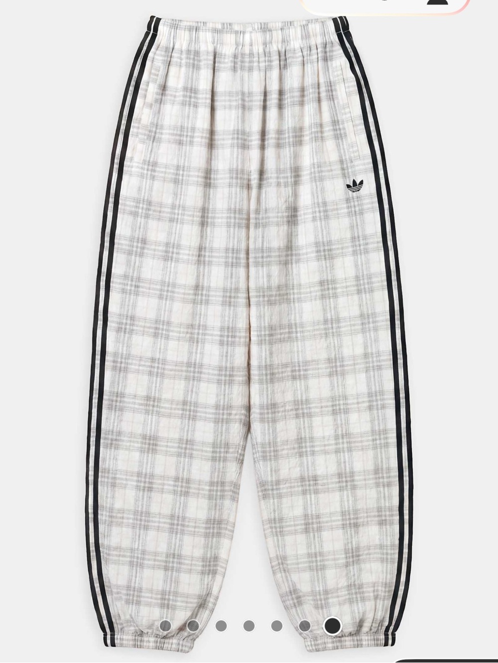 Adidas Asos women cream Plaid Track Pants with Black Stripes